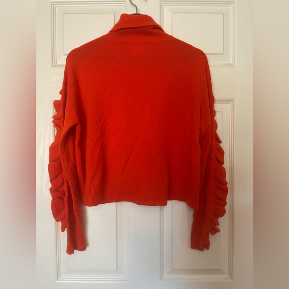 Cinq a Sept Tous Les Jours Savanna Ruffle Trim Cashmere Turtleneck Sweater - Picture 6 of 6